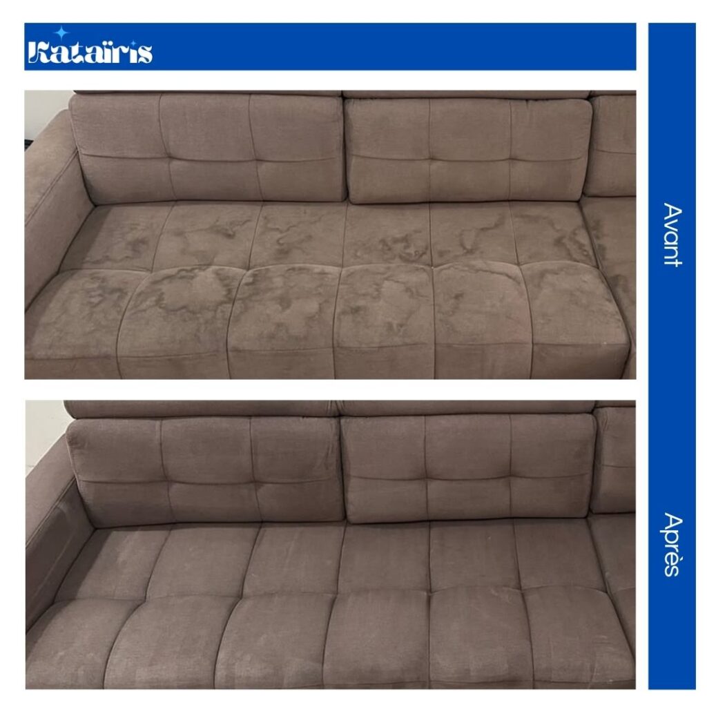 avant après canapé marron très taché